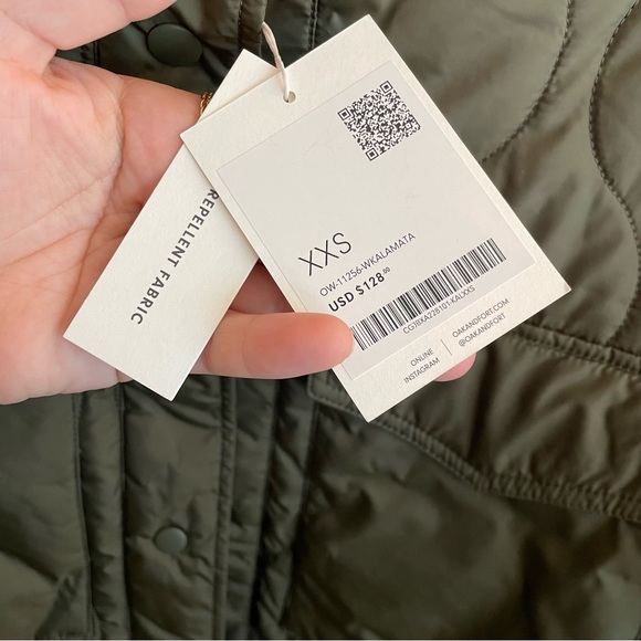 NWT Oak + Fort Quilted Oversized Olive Green Jacket - Picture 4 of 4